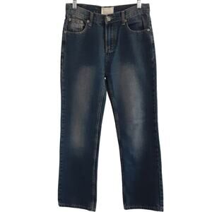 Brooklyn Express Y2K Wide Leg Baggy Jeans Mid Rise Blue Denim Womens 6/8 Vintage